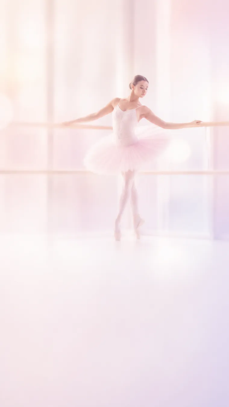 Балерина у станка в светлом зале Lil Ballerine
